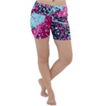 Colorful Splashes Grunge, Abstract Art Lightweight Velour Yoga Shorts