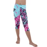 Colorful Splashes Grunge, Abstract Art Kids  Lightweight Velour Capri Leggings 