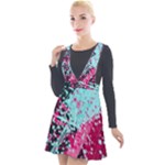 Colorful Splashes Grunge, Abstract Art Plunge Pinafore Velour Dress