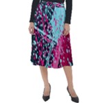 Colorful Splashes Grunge, Abstract Art Classic Velour Midi Skirt 