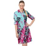 Colorful Splashes Grunge, Abstract Art Long Sleeve Mini Shirt Dress