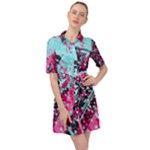 Colorful Splashes Grunge, Abstract Art Belted Shirt Dress