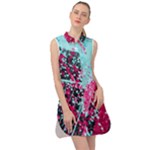 Colorful Splashes Grunge, Abstract Art Sleeveless Shirt Dress