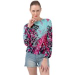 Colorful Splashes Grunge, Abstract Art Banded Bottom Chiffon Top