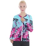 Colorful Splashes Grunge, Abstract Art Casual Zip Up Jacket