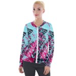 Colorful Splashes Grunge, Abstract Art Velvet Zip Up Jacket