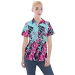 Colorful Splashes Grunge, Abstract Art Women s Short Sleeve Pocket Shirt