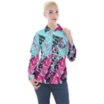 Colorful Splashes Grunge, Abstract Art Women s Long Sleeve Pocket Shirt