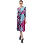 Colorful Splashes Grunge, Abstract Art Ruffle End Midi Chiffon Dress