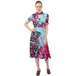 Colorful Splashes Grunge, Abstract Art Keyhole Neckline Chiffon Dress