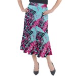 Colorful Splashes Grunge, Abstract Art Midi Mermaid Skirt