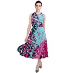 Colorful Splashes Grunge, Abstract Art Round Neck Boho Dress