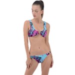 Colorful Splashes Grunge, Abstract Art Ring Detail Crop Bikini Set