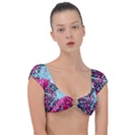 Colorful Splashes Grunge, Abstract Art Cap Sleeve Ring Bikini Top