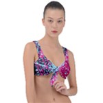 Colorful Splashes Grunge, Abstract Art Front Tie Bikini Top