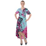 Colorful Splashes Grunge, Abstract Art Front Wrap High Low Dress