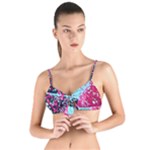 Colorful Splashes Grunge, Abstract Art Tie Up Cut Bikini Top