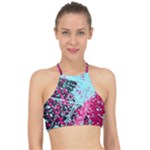 Colorful Splashes Grunge, Abstract Art Halter Bikini Top