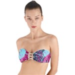 Colorful Splashes Grunge, Abstract Art Twist Bandeau Bikini Top