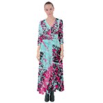 Colorful Splashes Grunge, Abstract Art Button Up Maxi Dress