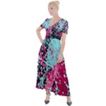 Colorful Splashes Grunge, Abstract Art Button Up Short Sleeve Maxi Dress