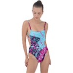 Colorful Splashes Grunge, Abstract Art Tie Strap One Piece Swimsuit