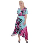 Colorful Splashes Grunge, Abstract Art Cross Front Sharkbite Hem Maxi Dress