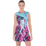 Colorful Splashes Grunge, Abstract Art Lace Up Front Bodycon Dress