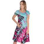 Colorful Splashes Grunge, Abstract Art Classic Short Sleeve Dress