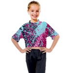 Colorful Splashes Grunge, Abstract Art Kids Mock Neck T-Shirt