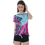 Colorful Splashes Grunge, Abstract Art Short Sleeve Open Back T-Shirt