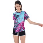 Colorful Splashes Grunge, Abstract Art Asymmetrical Short Sleeve Sports T-Shirt