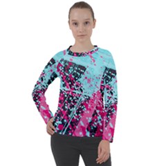 Colorful Splashes Grunge, Abstract Art Women s Long Sleeve Raglan T