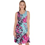 Colorful Splashes Grunge, Abstract Art Knee Length Skater Dress With Pockets