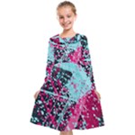 Colorful Splashes Grunge, Abstract Art Kids  Midi Sailor Dress