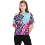 Colorful Splashes Grunge, Abstract Art One Shoulder Cut Out T-Shirt