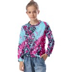 Colorful Splashes Grunge, Abstract Art Kids  Long Sleeve T-Shirt with Frill 