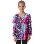 Colorful Splashes Grunge, Abstract Art Kids  V Neck Casual Top