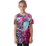 Colorful Splashes Grunge, Abstract Art Fold Over Open Sleeve Top