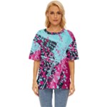 Colorful Splashes Grunge, Abstract Art Oversized Basic T-Shirt