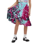 Colorful Splashes Grunge, Abstract Art Kids  Ruffle Flared Wrap Midi Skirt