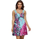 Colorful Splashes Grunge, Abstract Art Ruffle Strap Babydoll Chiffon Dress