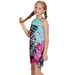 Kids  Halter Collar Waist Tie Chiffon Dress 