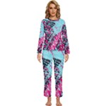 Colorful Splashes Grunge, Abstract Art Womens  Long Sleeve Lightweight Pajamas Set