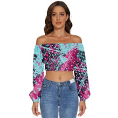 Long Sleeve Crinkled Weave Crop Top 