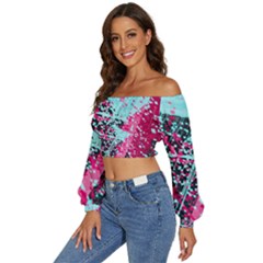 Long Sleeve Crinkled Weave Crop Top 