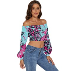 Long Sleeve Crinkled Weave Crop Top 