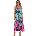 Colorful Splashes Grunge, Abstract Art V-Neck Sleeveless Wide Leg Pants Overalls