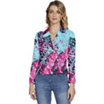 Colorful Splashes Grunge, Abstract Art Women s Long Sleeve Revers Collar Cropped Jacket