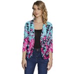 Colorful Splashes Grunge, Abstract Art Women s One-Button 3/4 Sleeve Short Jacket